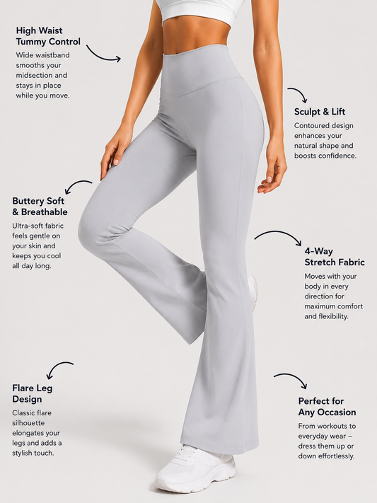 Grey Flare Pants – Stretchable Bootcut Gym & Athleisure Leggings