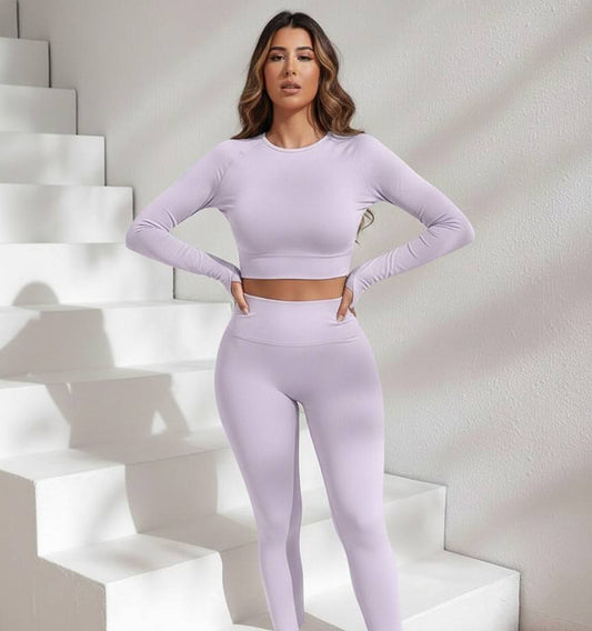  Long-Sleeve Crop Top & High-Waist Leggings