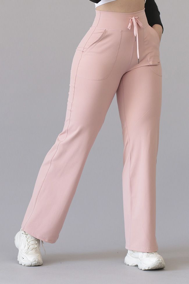 🌸 Black Korean Fit Active Pants | High-Waist Stretch Bottoms with Pockets
