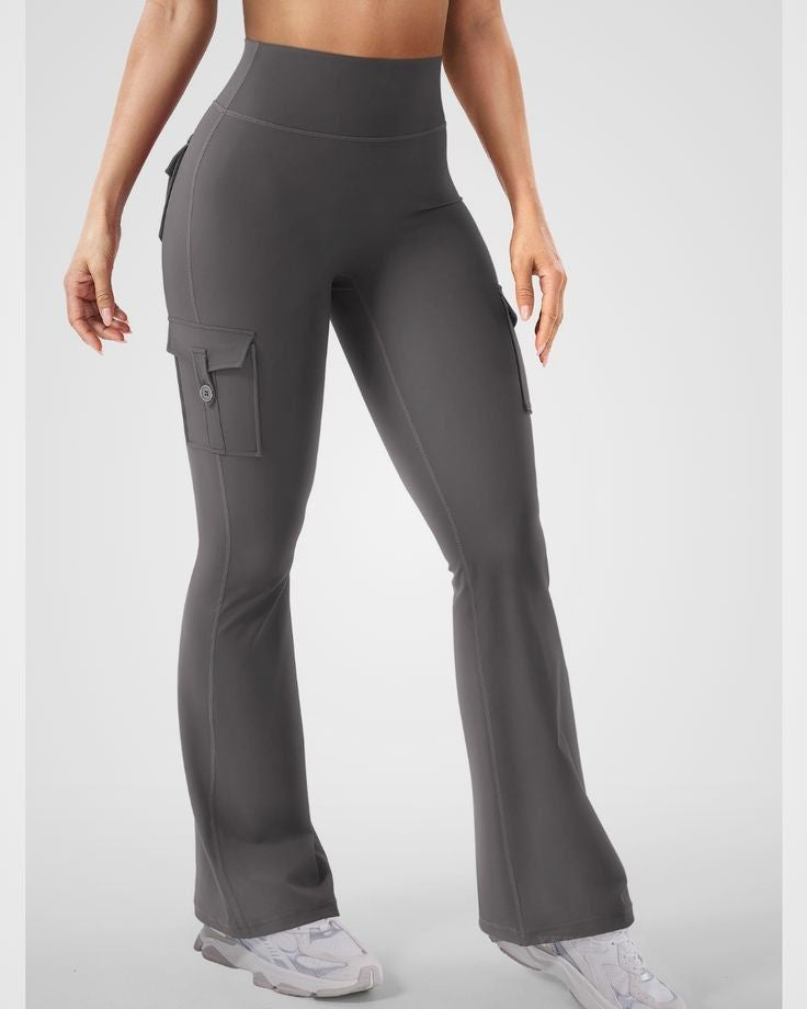Lavender Active Cord Set | Crop Top & Flare Jogger Leggings with Pockets