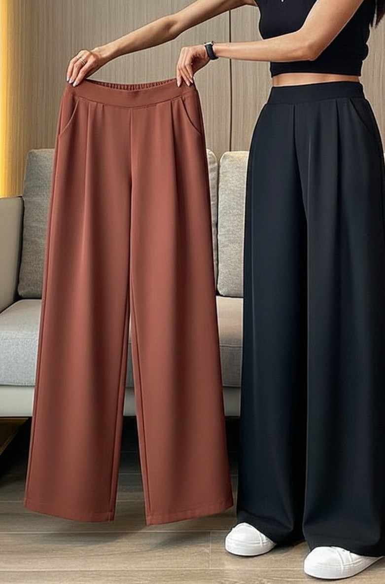 Wine korean straight fit pants