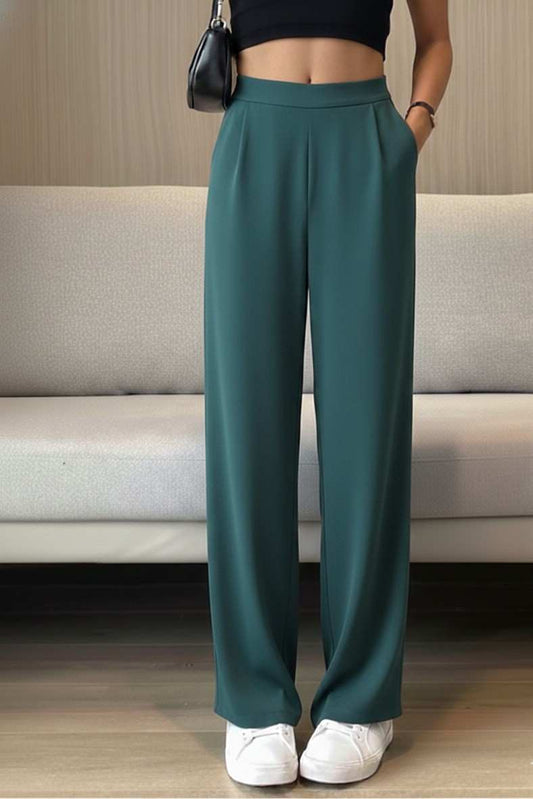 Teal korean straight fit pants