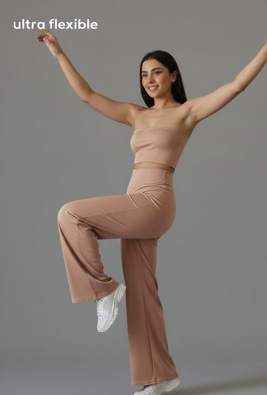 Rose gold Straight Fit Active Pants | Ultra-Flexible High-Waist Athleisure