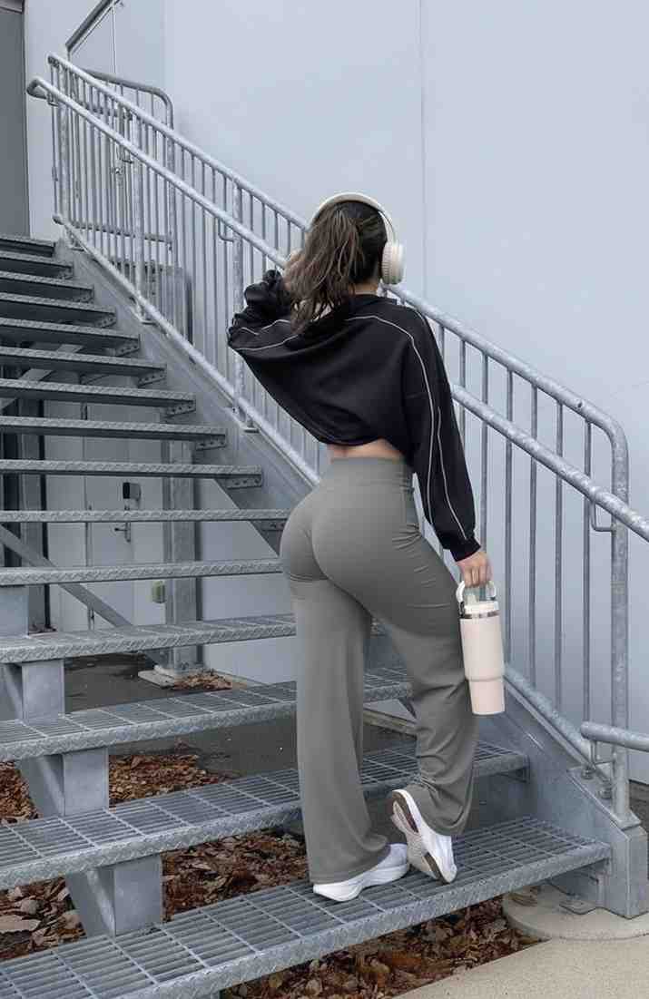 Beige Straight Fit Active Pants | Ultra-Flexible High-Waist Athleisure