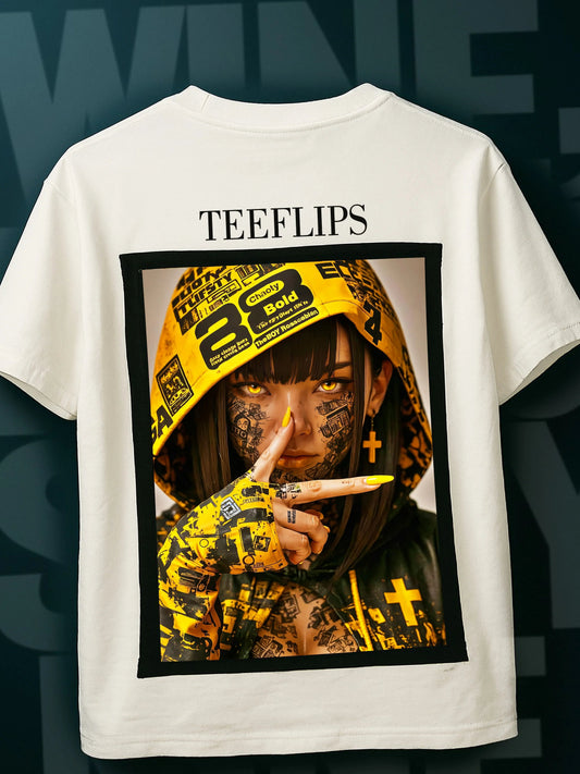 Cyberpunk Girl Oversized Flippable T-shirt ( 2 flips FREE included )